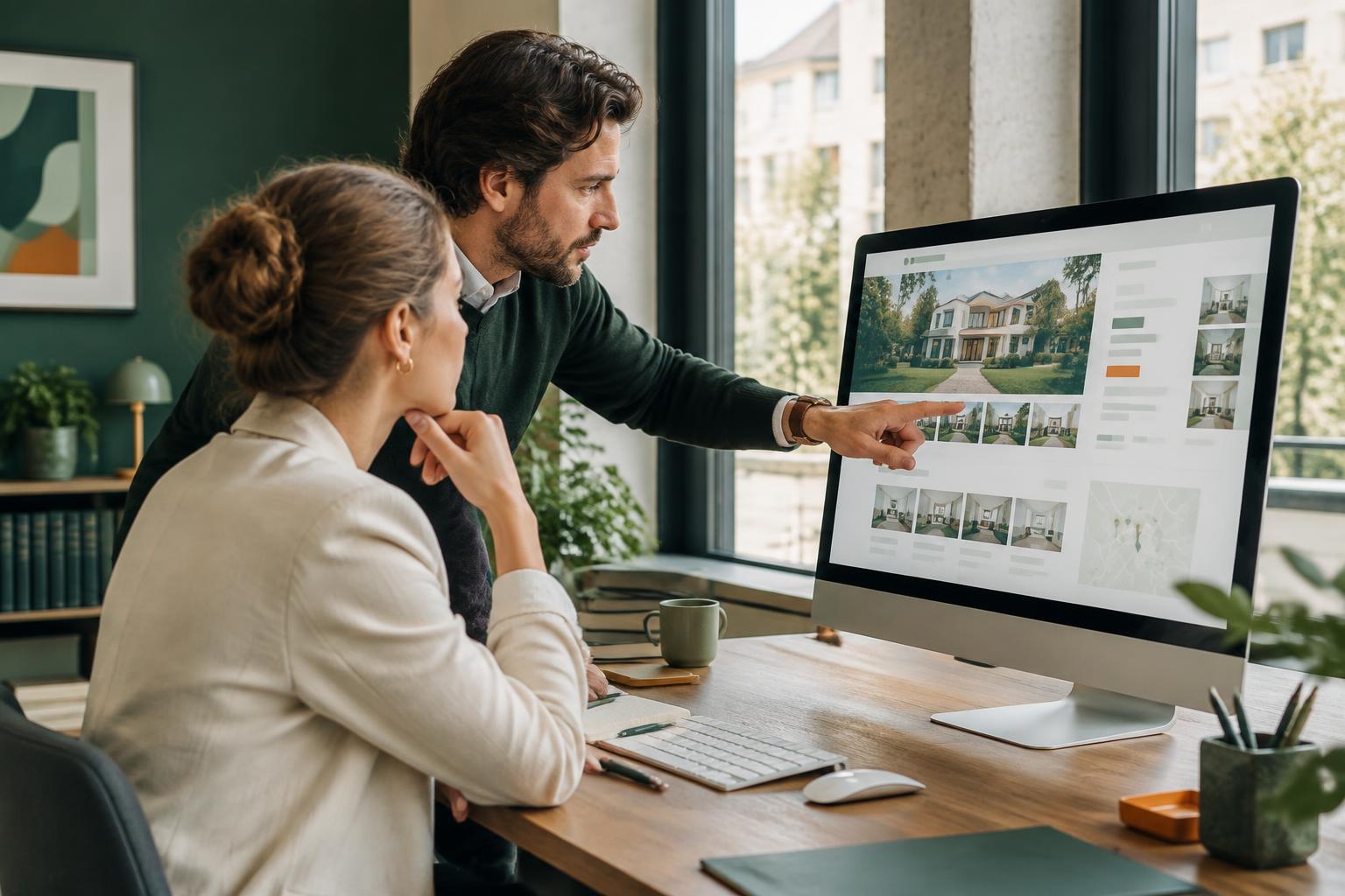 Zwei Immobilienprofis beim gemeinsamen Website-Check